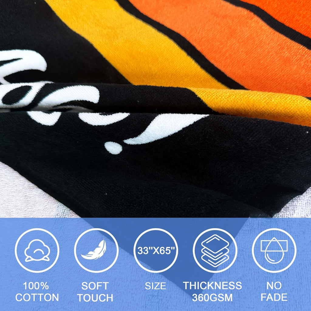 VOOVA 2PC Beach Towels - Soft & Absorbent 100% Cotton, Lightweight Pool Towels | 33" X 65", Palm Sunset & Stripe Set