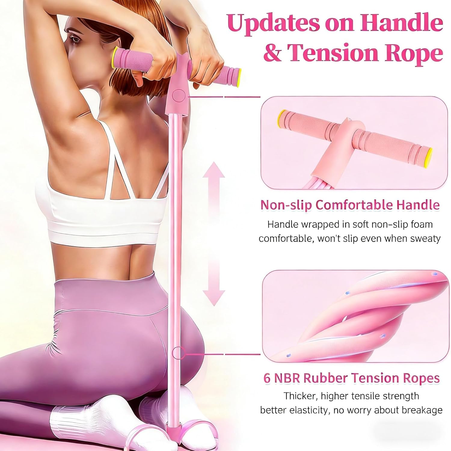 Skiennix Pedal Resistance Bands - Upgrade 6-Tube Manual Tension Training | Lightweight Natural Rubber for Yoga & Pilates