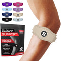 Sleeve Stars Tennis Elbow Brace - Adjustable Support for Tendonitis Relief | Fits 9"-23" (Beige)