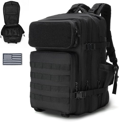 Gracedon Military Tactical Backpack - 45L Assault Pack for Travel & Hiking | Black Daypack for Men & Women