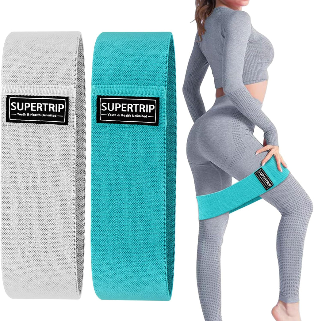 Supertrip Fabric Resistance Bands - Non-Slip Booty Bands Set for Legs & Butt | Elastic Workout Bands