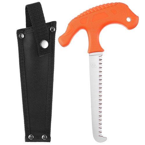 Ceoighe Compact Bone Saw for Hunting, Stainless Steel Sawtooth Blade, Ergonomic T Non Slip Handle, Meat Saw for Camping, Hunting, Outdoor Processing and Hiking with Sheath