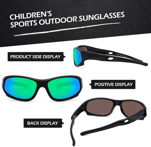 LIU·WEN Kids Polarized Sunglasses - Flexible Sports Glasses with Strap for Ages 4-12 | Ideal for Baseball & Beach