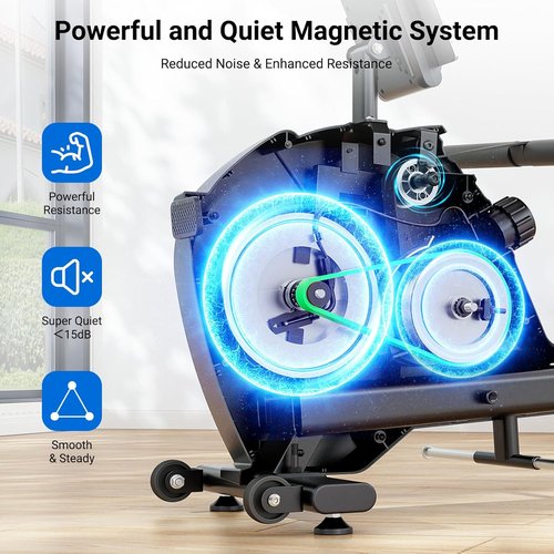 Dripex Rowing Machine - Upgraded Magnetic Rower with 350 LBS Capacity | 16 Resistance Levels & LCD Monitor