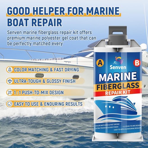 Fiberglass Boat Repair Kit - 2 Pack White Resin Gel Coat for Marine Repairs | Fix Holes, Chips, Cracks