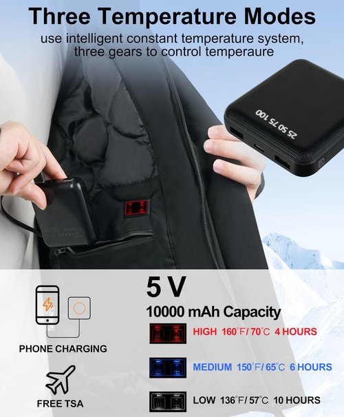 FERIZALA Heated Jackets for Men Women - Rechargeable Men's Soft Shell Winter Heating Jacket for Winter Outdoor Use