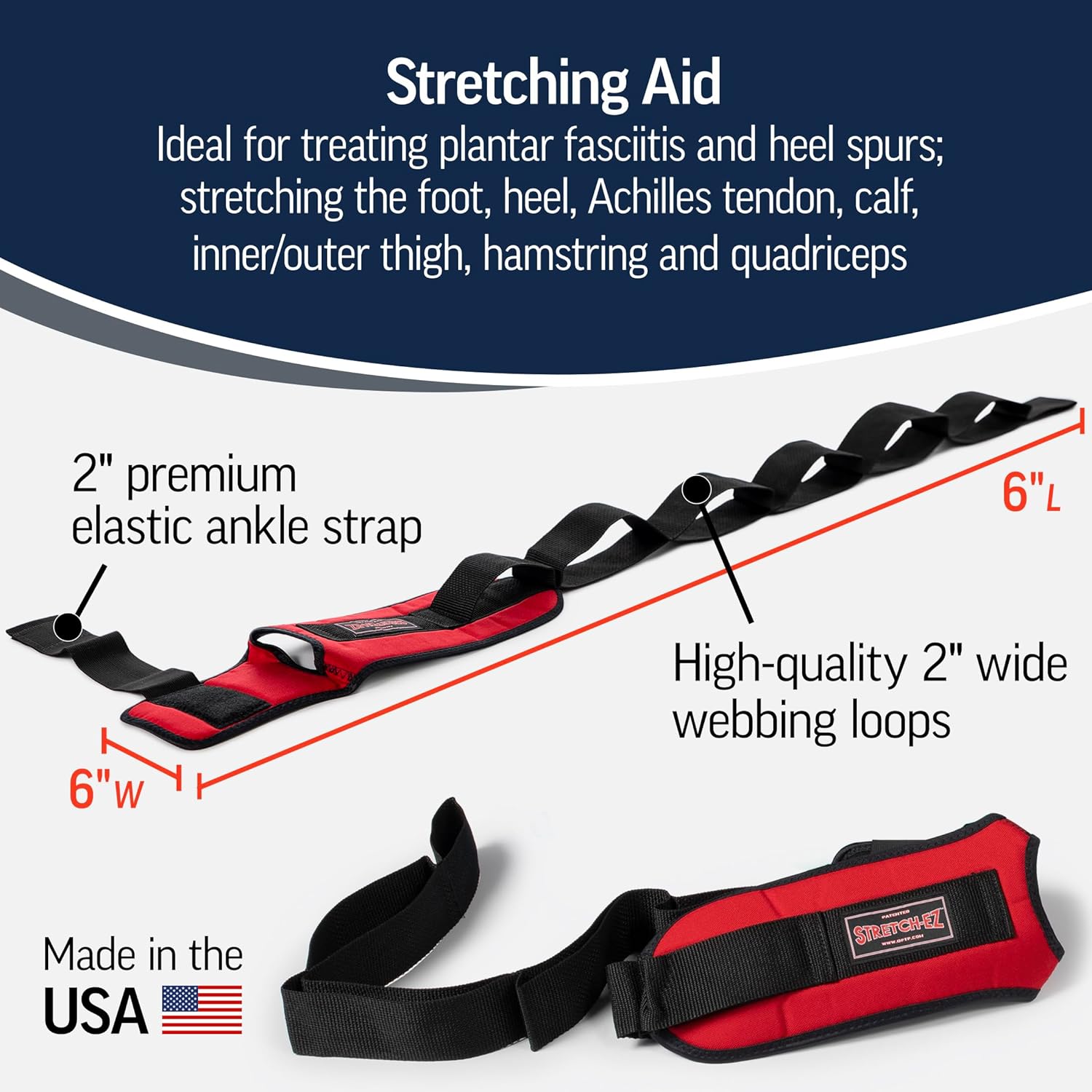 OPTP The Original Stretch-EZ | USA-Made Plantar Fasciitis & Hamstring Stretcher Strap