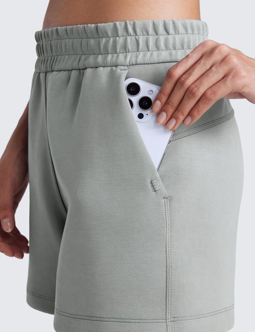 CRZ YOGA SoftAura Sweat Shorts - High Waisted Modal Lounge Shorts with Pockets | Casual Athletic Wear
