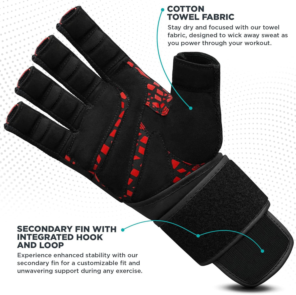 RDX Weight Lifting Gloves - Maya Hide Leather with 50CM Wrist Support for Full Palm Protection | Ideal for Powerlifting & Bodybuilding