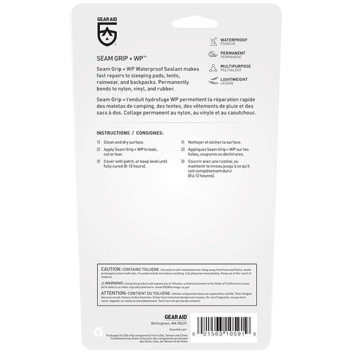 GEAR AID Seam Grip WP Repair Kit - Waterproof Adhesive with Tenacious Tape Patches (0.25 oz) for Tents & Outdoor Gear