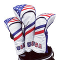 3pcs Red White Blue Golf Club Cover for Driver and Woods, Synthetic Leather Golf Driver Headcover and 2pcs Fairway Wood Head Cover Headcover fits for 460CC Drivers and All Fairway Woods