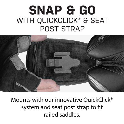 Topeak Aero Wedge Pack with Fixer F25 (Small) – Compact Aerodynamic Bike Saddle Bag with QuickClick Mount, Durable 1000D Nylon, Reflective Strip & Safety Light Clip