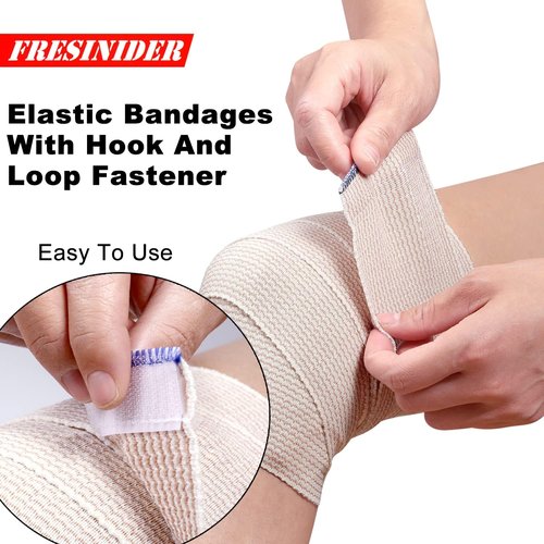 FRESINIDER Premium Elastic Bandage Wrap - 3" Cotton Latex-Free Compression | 8 Pack for Sports & Injury Recovery