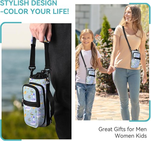 AUPET Insulated Water Bottle Sling Bag - Crossbody Carrier with Pockets for 25/32/40/64 oz Bottles