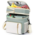 Expandable 16L Insulated Lunch Bag for Women - Double Deck Leakproof Cooler Tote (Olive Green)