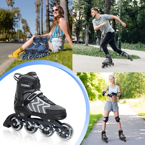 Nattork Adjustable Inline Skates - Perfect for Adults & Teens | Indoor & Outdoor Use, Beginner-Friendly