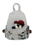 HUANGGUOSHU Women Cotton Woven Bohemian Hemp Boho Canvas Embroidery Multi Pocket Retro Cute Backpack Wallet Backpack（Mushroom）