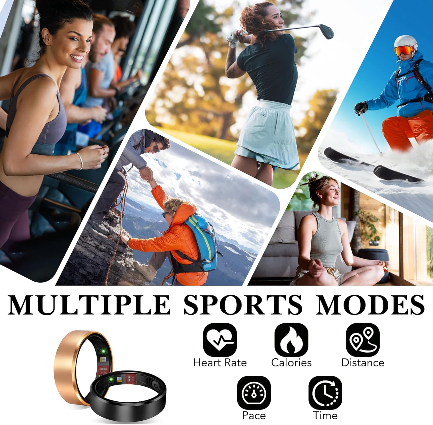 Smart Health Ring 2.0 for Women Men, Slim Scratch & Fingerprint Resistant Design, Efficient Chip Fitness Tracker, Monitors Heart, Blood Oxygen & Pressure, Sleep, Steps, Waterproof, Rose Gold 8