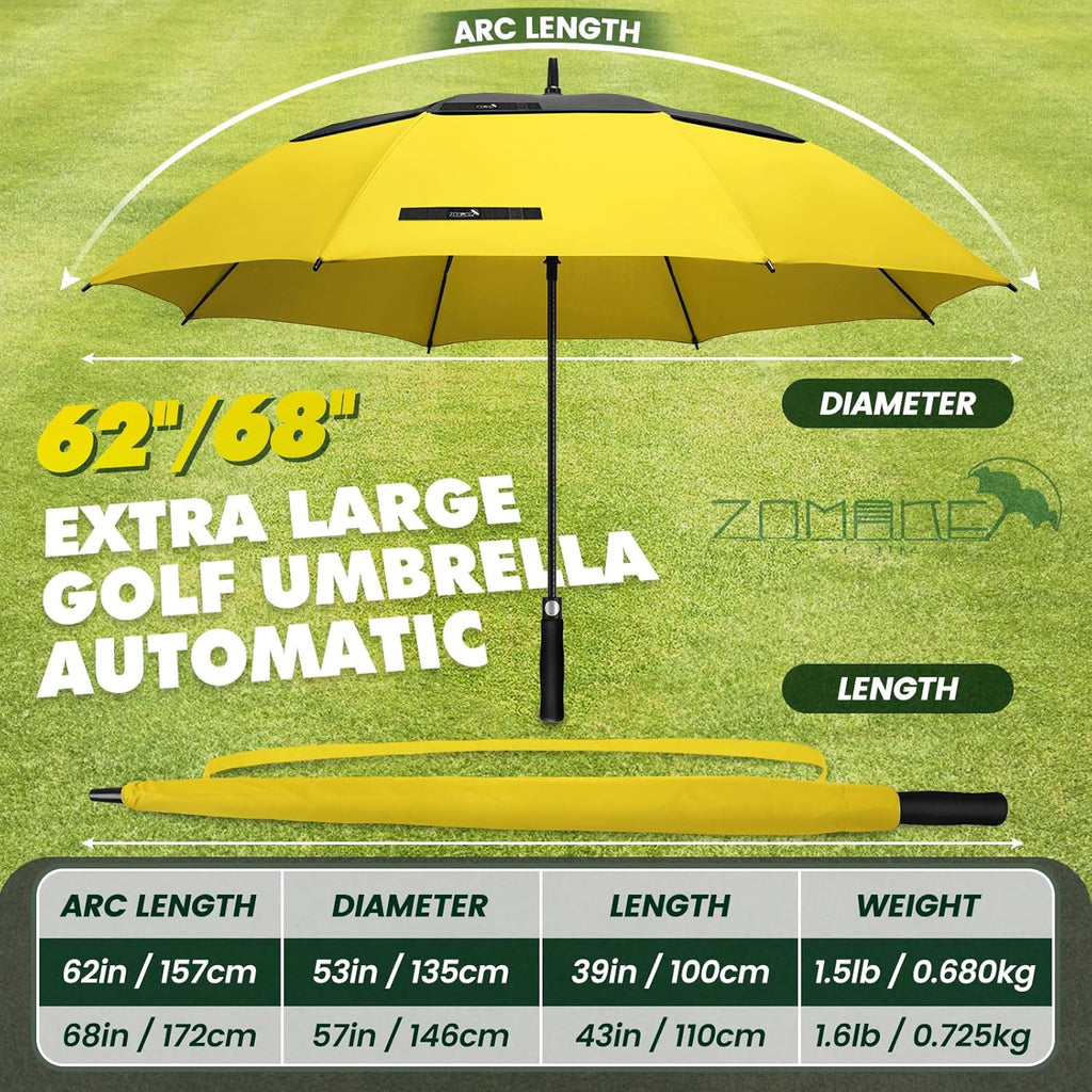 ZOMAKE Golf Umbrella - Large 62/68 Inch Windproof Automatic Open Double Canopy | Waterproof Design