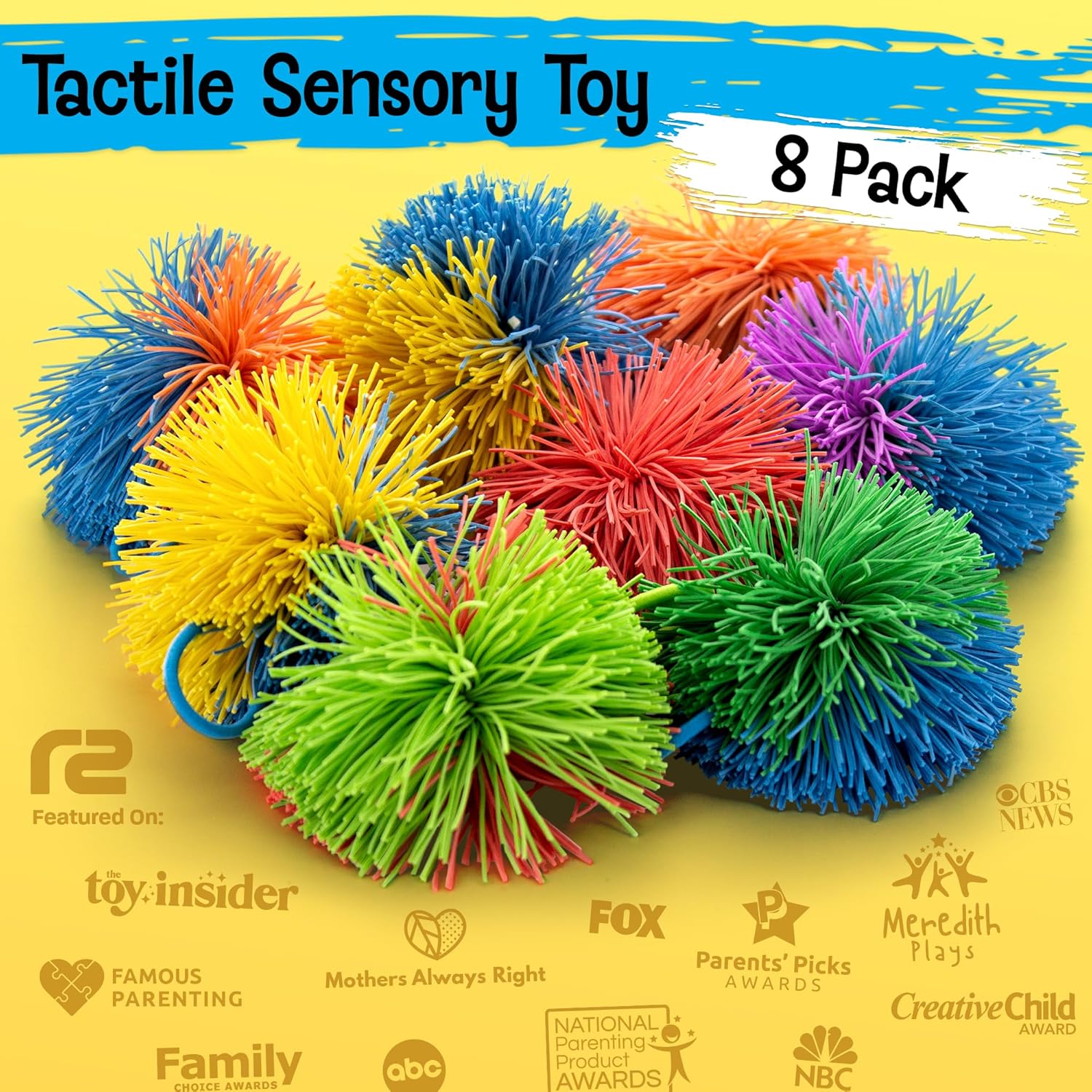 Stringy Balls | 8-Pack Sensory Fidget Toys for Kids Ages 3-8 - Ideal Stress Relief Gifts for Toddlers