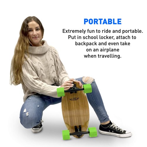 EasyGoProducts Mini Cruiser Wood Longboard Style Skateboard Lightweight and Portable Beginners to Experts - Green, Model:EGP-SKBD-GRN