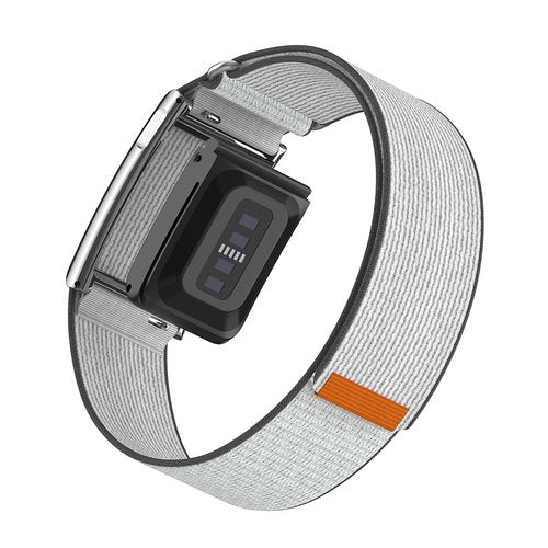 Compatible with WHOOP 5.0 Bicep Band, Metal Case with Nylon Loop Arm/Ankle Strap – Supports ECG Function, Fits WHOOP 5.0 One Peak MG/Life , Adjustable Breathable Armband for All-Day Wear (White)