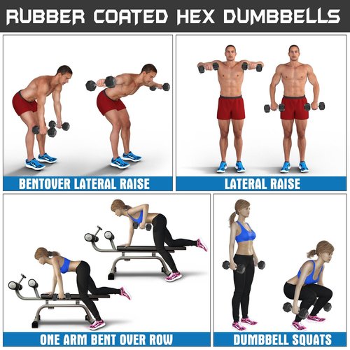 Dumbbell - Rubber Hex - 5lbs