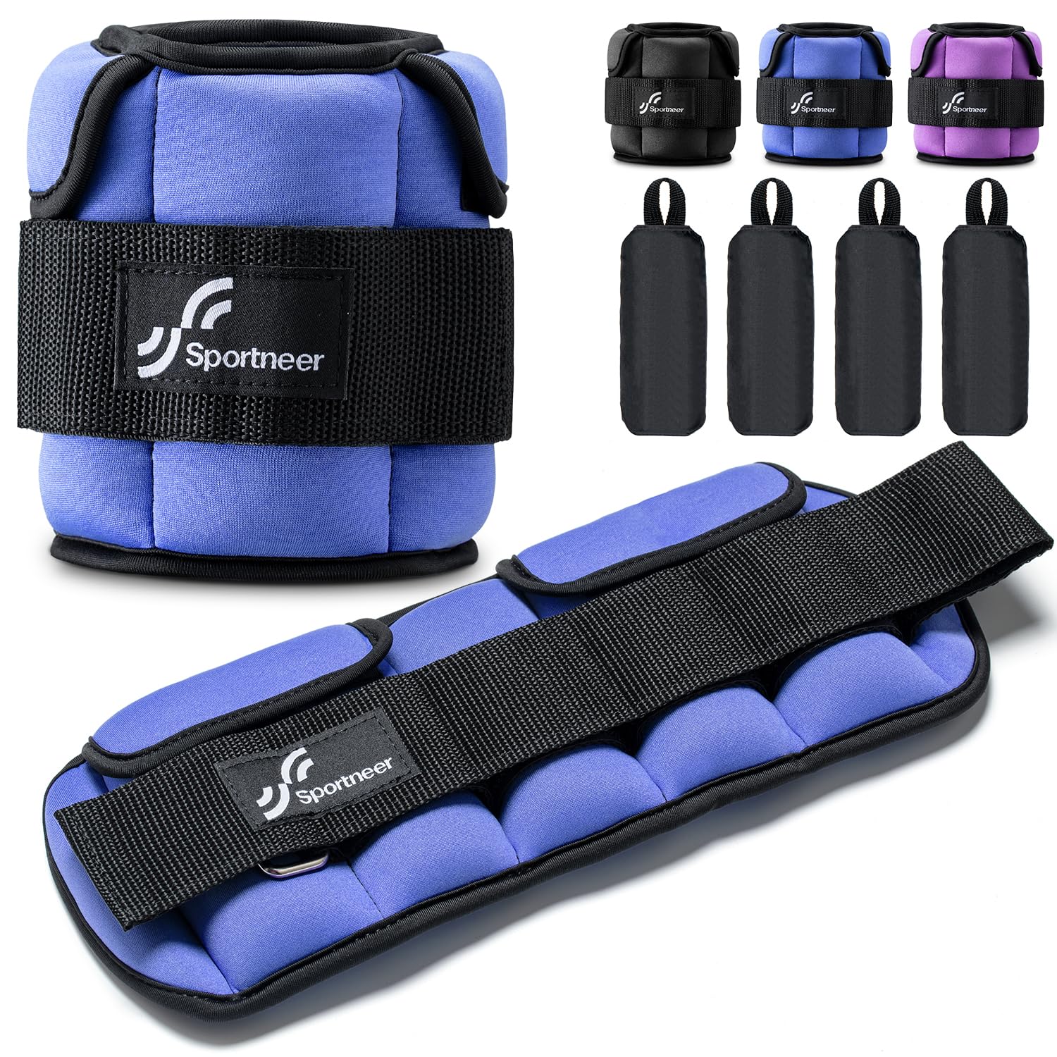 Sportneer Adjustable Ankle Weights for Women and Men：1 Pair 1 2 3 4 6 7 8 10 lbs Upgraded Easily Adjustable Leg Weight, Weighted Wrist Weight Strap for Gym, Fitness, Workout, Walking, Dancing