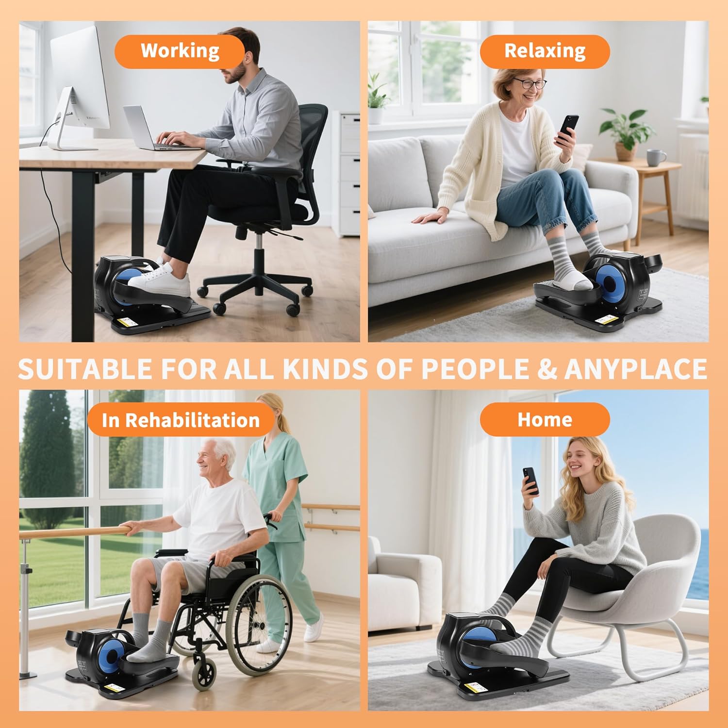 Under Desk Elliptical Machine by [Brand Name] - Portable Leg Exerciser with 12 Speeds & Modes | Ideal for Seniors