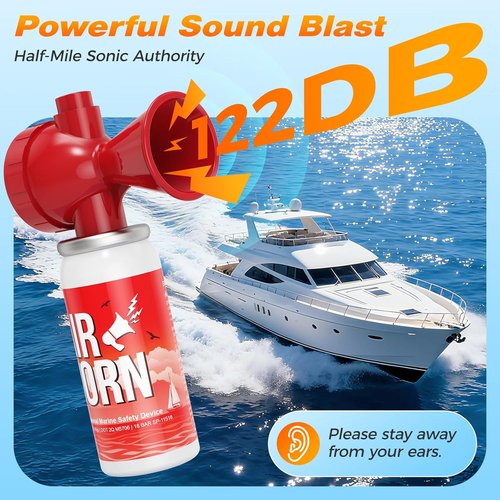 Nicehill Air Horn - 122dB Loud Safety Horns for Boating & Sporting Events | 2 Pack, Handheld Design
