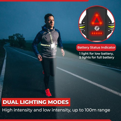 LUMEFIT Running Lights for Runners with Yellow Reflective Vest, Adjustable Beam Night Safety LED Chest Light Run, Dog Walking, and Jogging Gear, Rechargeable Headlamp Flashlight
