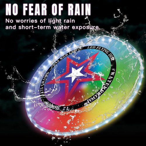 LED Flying Disc - Rechargeable & Water-Resistant with 12 Lighting Modes | Perfect Outdoor Toy for Kids & Adults