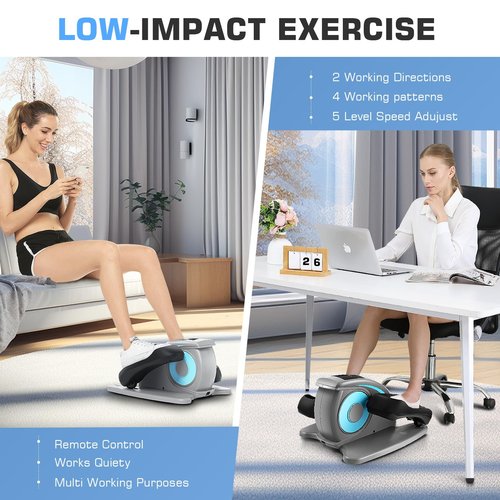 ANCHEER Under Desk Elliptical Machine, Electric Seated Pedal Exerciser, Mini Elliptical Machines for Seniors, LCD Display Monitor, Remote Control, Leg Exerciser for Home (Training Grey)