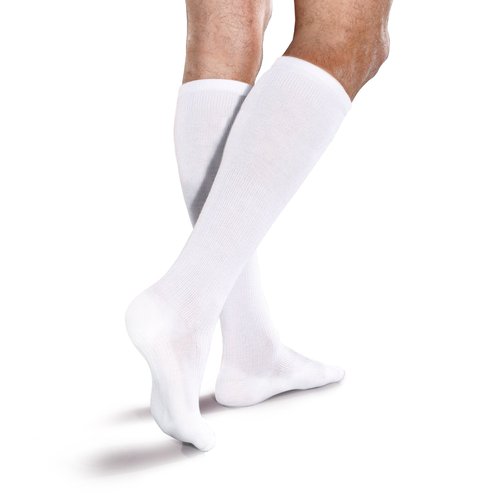 Core-Spun Cushioned 15-20mmHg Mild Graduated Compression Support Knee High Socks (White, Large)
