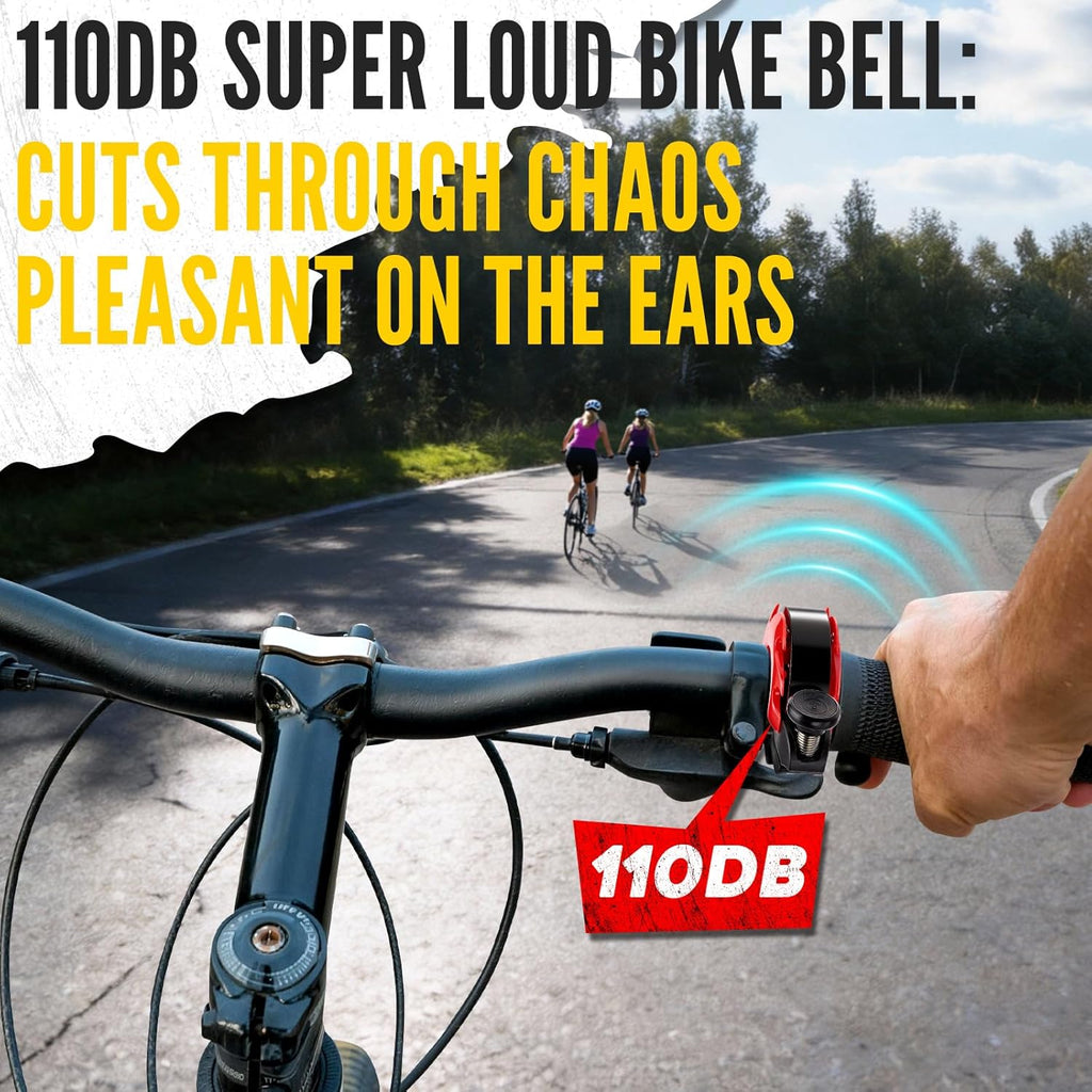 Skiennix Aluminum Alloy Bike Bell - Loud Clear Sound for Adults & Kids | Fits 0.75-1in Handlebars