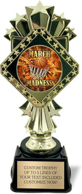 March Madness Trophy - 9-Inch Customized Basketball Bracket Award | Engrave with Gold Plate