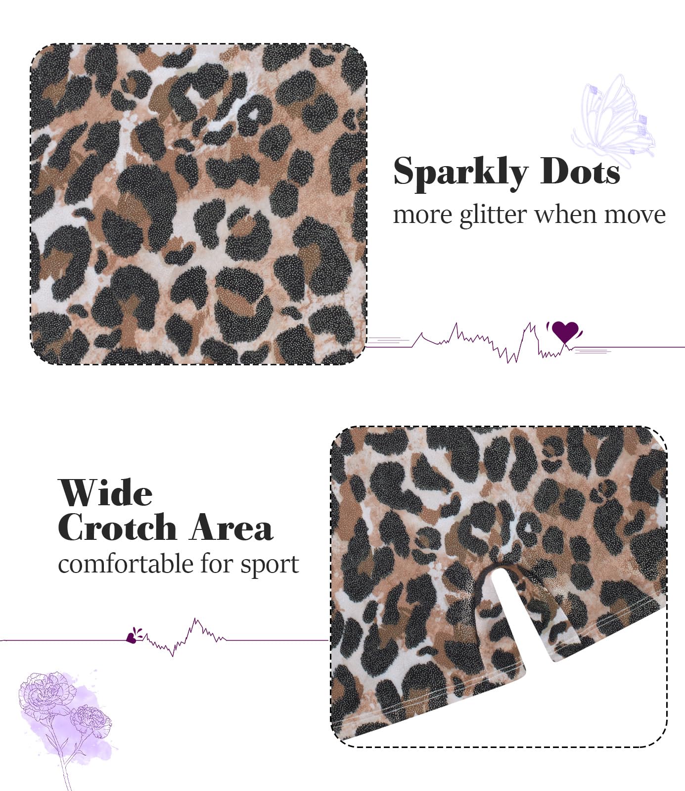 Vogseek Gymnastics Leotards for Girls Size 7 8 Brown Fashio Leopard Biketrad Sets with Hair Scrunchie Quick Dry Shiny Diamonds Classic Cute Ballet Dancewear for Tumbling