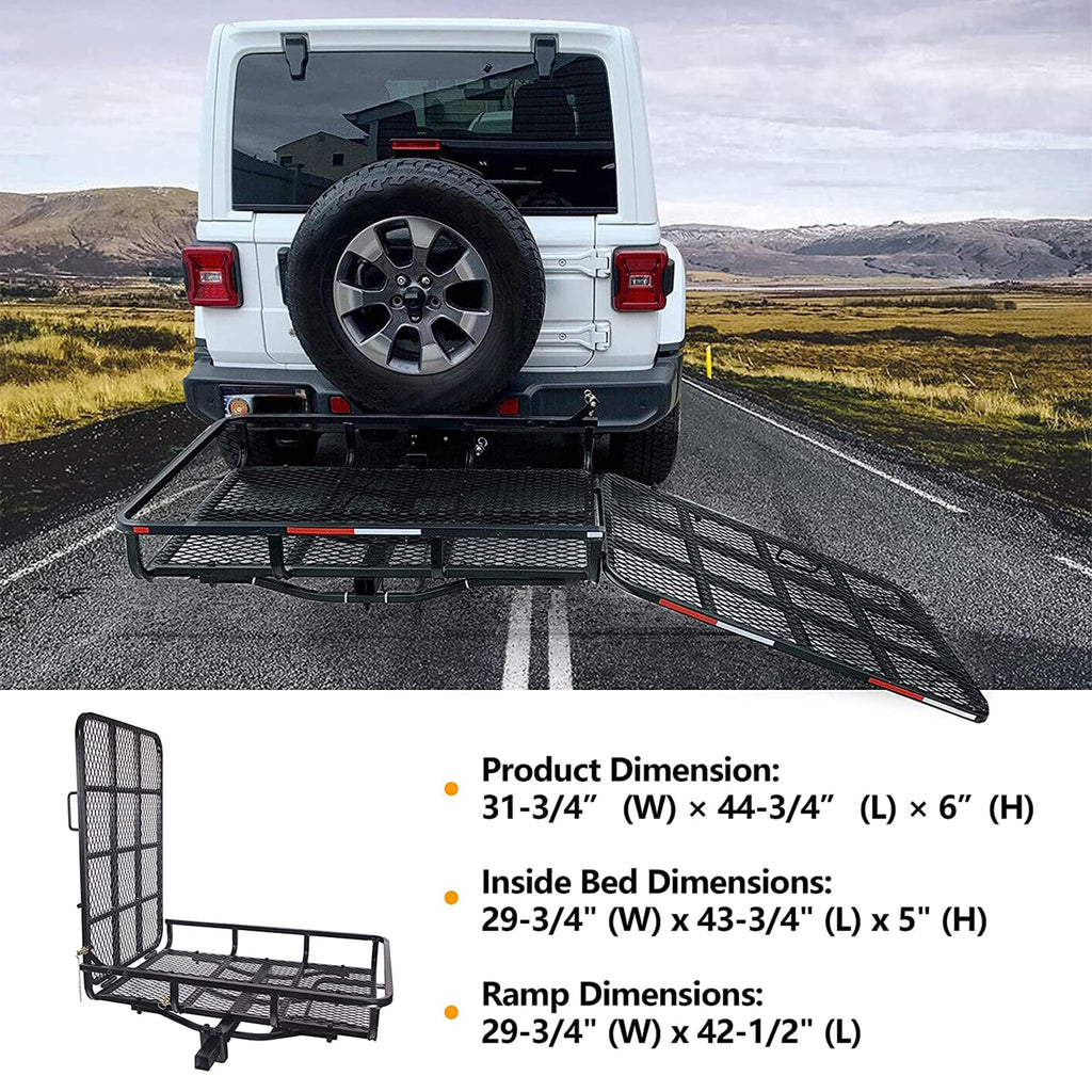 ECOTRIC Hitch Mount Wheelchair Carrier Electric Wheelchair Cargo Mobility Scooter with Hitch & Loading Ramp, 73lbs Weight, 500lbs Capacity