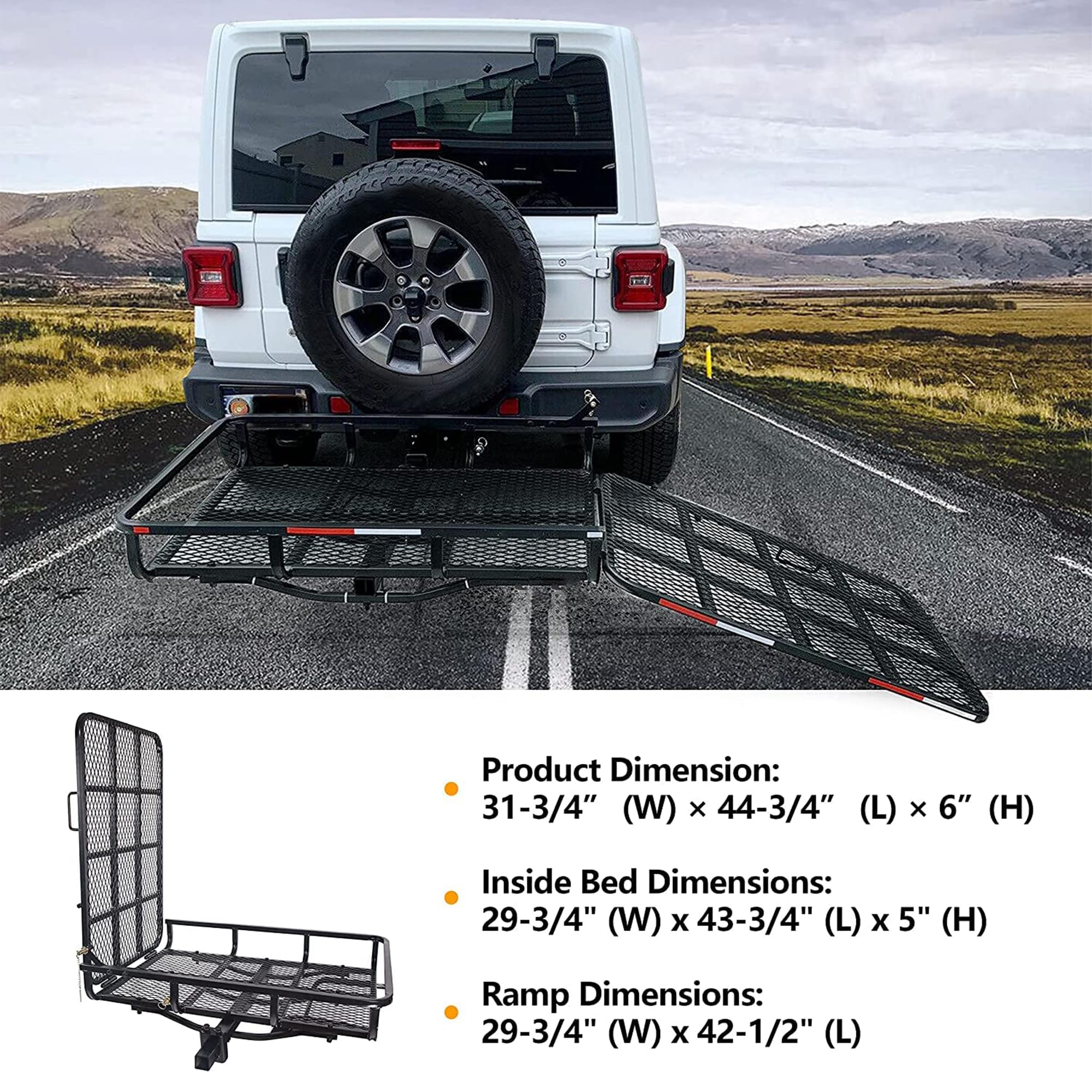 ECOTRIC Hitch Mount Wheelchair Carrier Electric Wheelchair Cargo Mobility Scooter with Hitch & Loading Ramp, 73lbs Weight, 500lbs Capacity