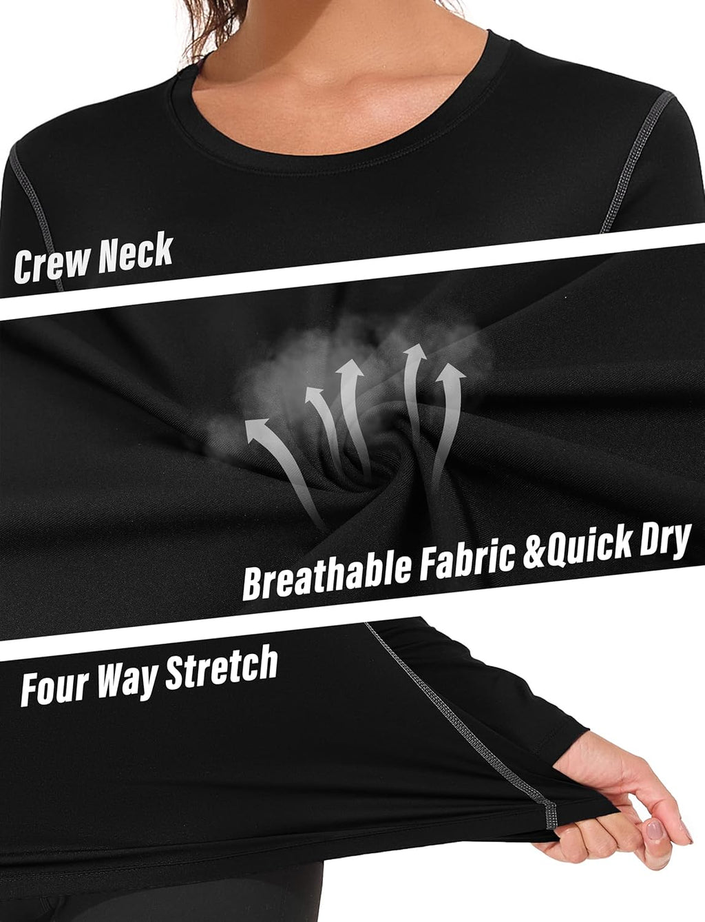 WANAYOU Women's Compression Shirt - Long Sleeve Dry Fit Workout Top | Breathable Athletic Base Layer