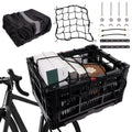 RidingRush Bike Basket Rear – Folding Large Capacity Bicycle Storage Basket with Waterproof Cover, Collapsible Bike Milk Crate for Shopping, Outings, and Pet Transport, Great for E-Bikes, Black