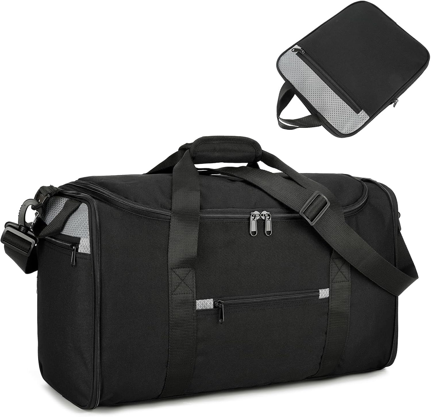 Skiennix 18-Inch Small Gym Bag - Foldable Black Duffel for Travel & Airplane Carry-On