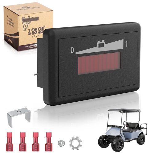 10L0L Golf Cart Battery Meter 48V LED Batteries Power Indicator, Compatible with Lead Acid Battery Powered Golf Cart for Yamaha, Club Car, EZGO, Lift, Lawn Mower, Leaf Trimmer, Motorhome etc