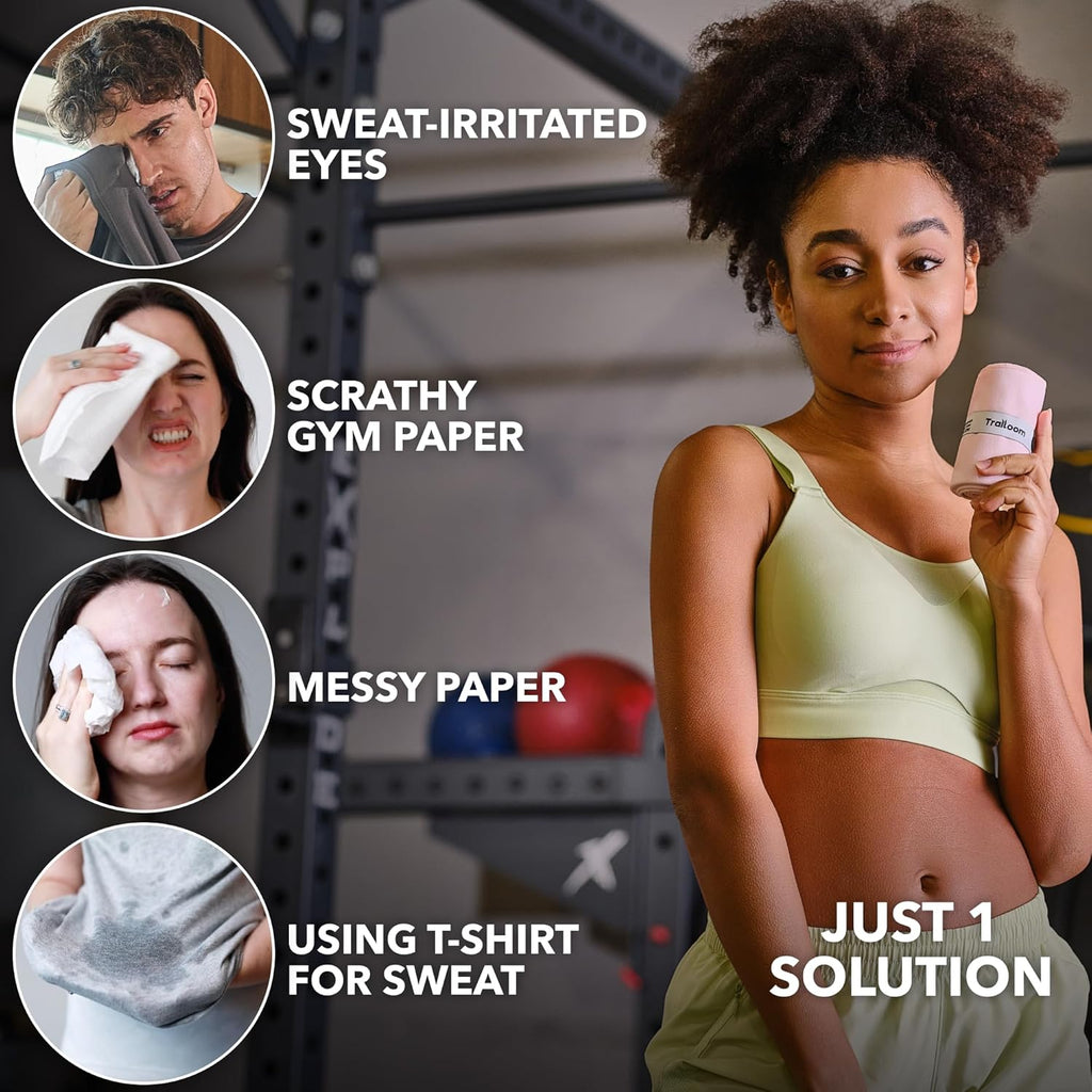 Trailoom Microfiber Workout Towels - Quick-Dry, Highly Absorbent & Odor-Free - Set of 5 Pastel Gym Towels for Yoga, Tennis, Running & More