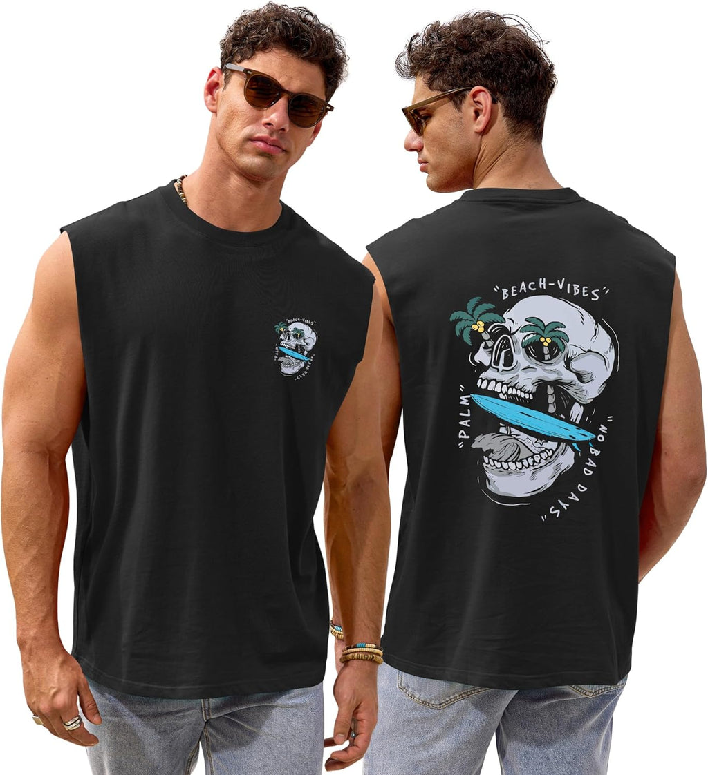 Skiennix Men's Graphic Tank - Soft Cotton Sleeveless Casual Shirt | Sizes S-XXL