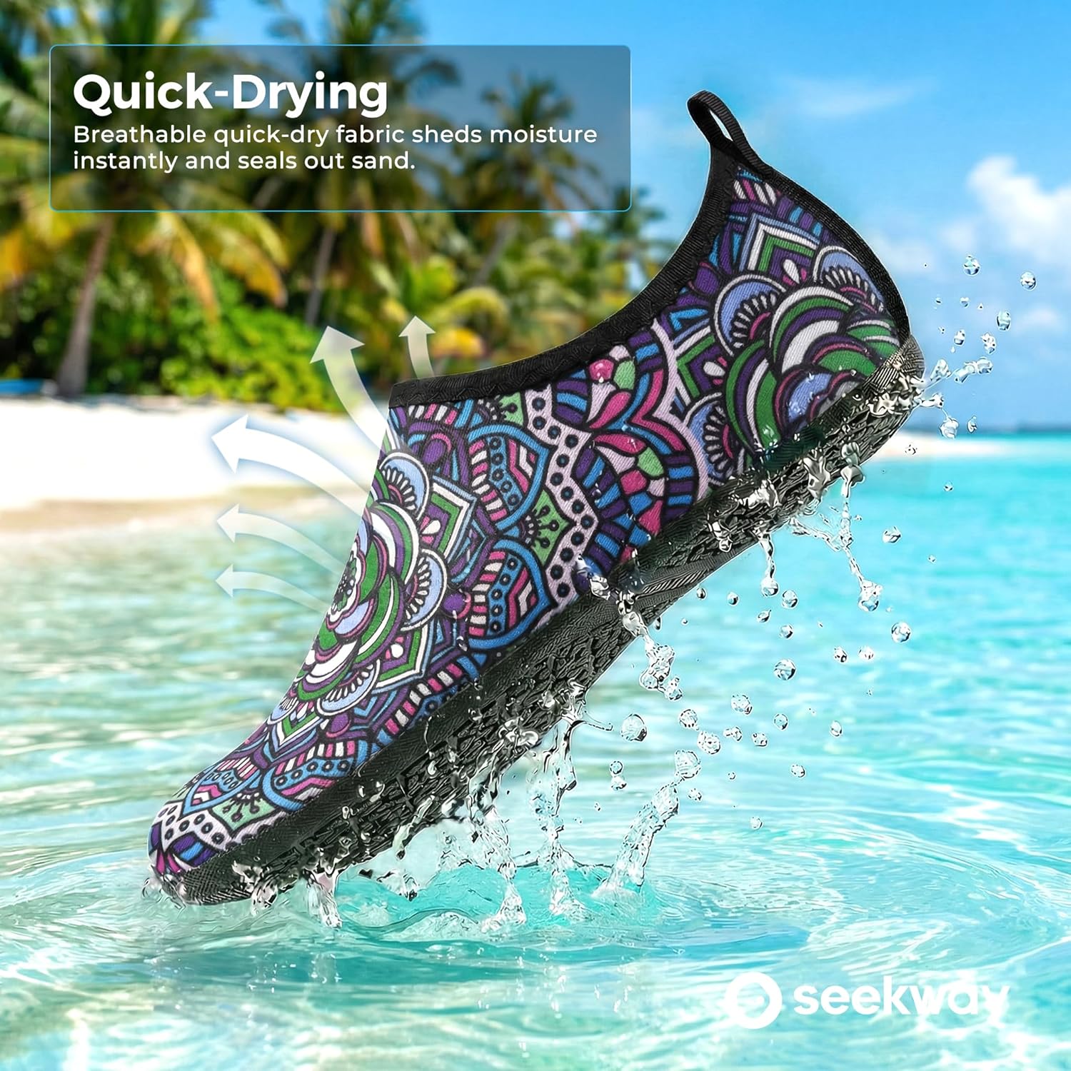 SEEKWAY Water Shoes - Quick-Dry Aqua Socks for Men & Women | Non-Slip Barefoot Design - Black