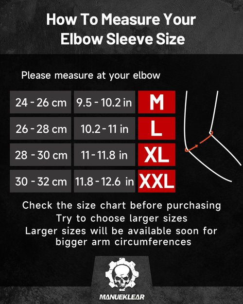 MANUEKLEAR 5mm Neoprene Weight Lifting Elbow Sleeves for Men (1 Pair), Elbow Sleeves Weightlifting Men with 2 Adjustable Compression Straps for Bench and Powerlifting & Weightlifting (Slate Grey, L (10.2-11in))