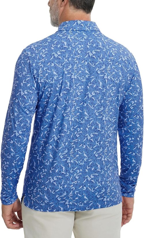 M MAELREG Golf Shirts for Men - Moisture-Wicking Performance Polo | Casual Print Long Sleeve