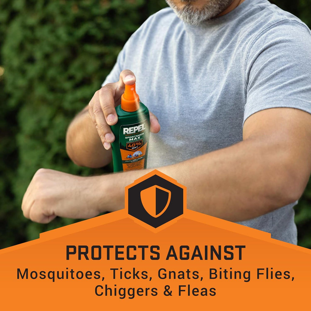 Repel Insect Repellent - Sportsman Max Formula with 40% DEET | Long-Lasting Protection Against Mosquitoes, Ticks & Gnats - 6 fl oz (Pack of 2)