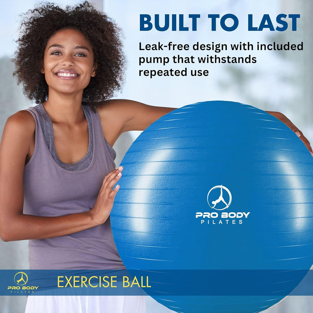 ProBody Pilates Exercise Ball - Gym-Grade Balance Ball for Fitness, Yoga & Therapy | Multiple Sizes Available